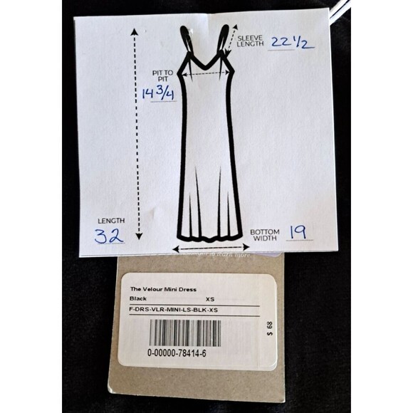 Everlane Womens The Velour Mini Dress XS Extra S Black Mockneck Long Sleeve NWT! - Picture 9 of 9